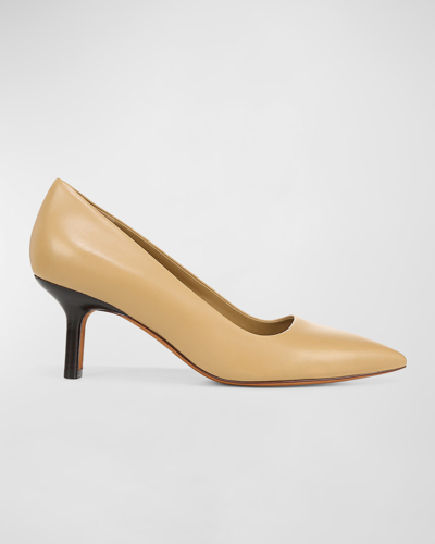 Vince Paris Leather Stiletto Pumps In Husk Yellow Leather