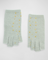 Portolano Cashmere Fingerless Gloves With Scattered Studs In Pelican Gr