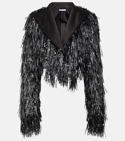 Laquan Smith Tinsel Cropped Jacket In Black