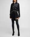 Brandon Maxwell The Vera Silk-crepe Mini Shirt Dress In Black