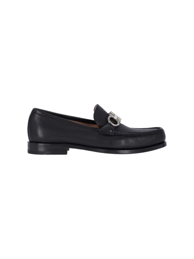 Ferragamo Gancini Loafers In Black  