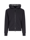 Moncler Men's Logo-tape Fleece Zip Hoodie In Black  