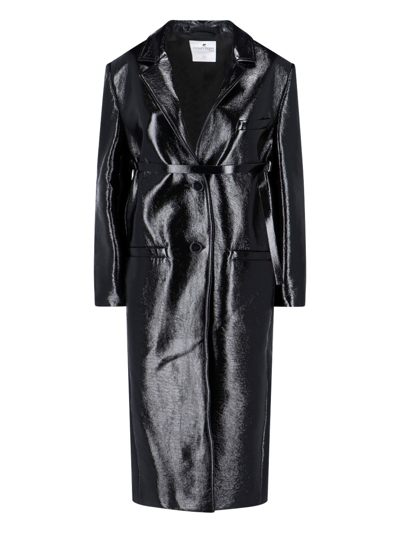 Courrèges Black Strap Coat In Black  