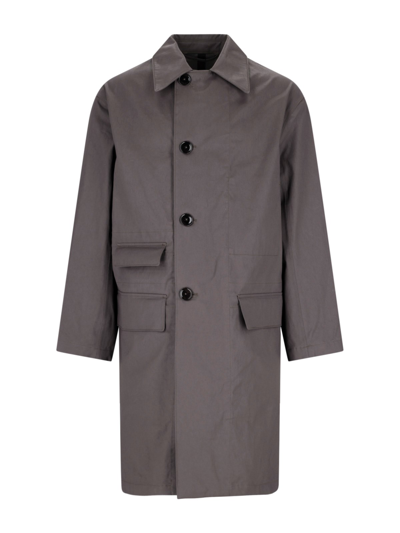 Lemaire Single-breasted Trench Coat In Grey