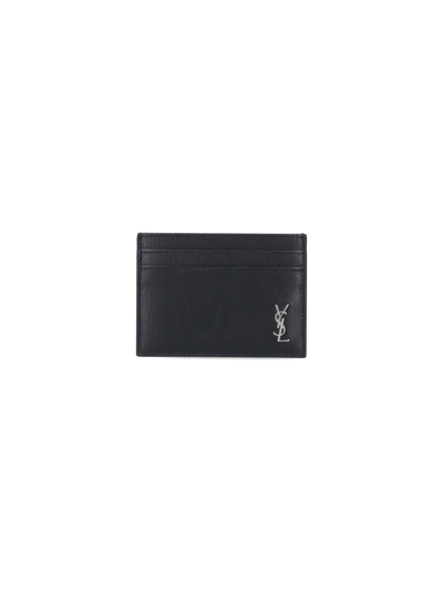 Saint Laurent "tiny Cassandre" Card Holder In Black  