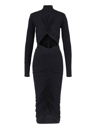 The Andamane Midi Cut-out Dress In Black  