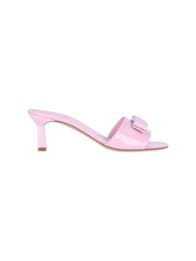 Ferragamo Bow Sandals "vara" In Pink
