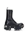Balenciaga Bulldozer Platform Leather Combat Boots In Black  