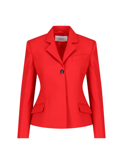 Ferragamo Wool Double Natte One-button Blazer Jacket In Red