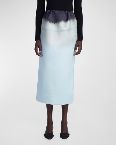 Altuzarra Karina Gathered Ombre Midi Skirt In Misty Aqua Colorscape