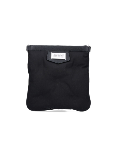 Maison Margiela Logo Patched Top Zip Pouch In Black  