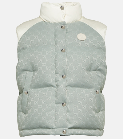 Gucci Gg Cotton-blend Canvas Puffer Vest In Frozen Ice Mix