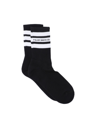 Polar Skate "fat Stripe" Socks In Black  