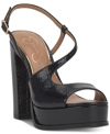 Jessica Simpson Gafira Strappy Platform Dress Sandals In Black Faux Leather