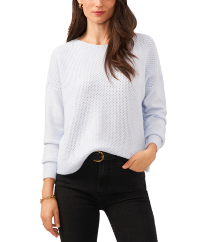 Vince Camuto Women's Boat-neck Mixed-knit Sweater In Frozen