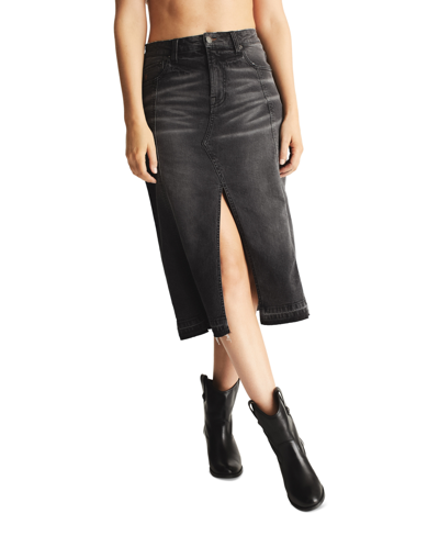 Frye Women's Slit-front Denim Midi Skirt In Parker Wash,grey,blk Wash