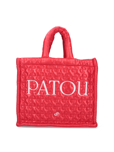 Patou Small Quilted Tote Bag In Red