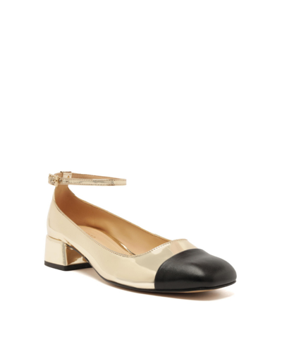 Arezzo Women's Chloe Ankle Strap Low Block Heel Pumps In Gold - Manmade