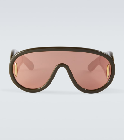 Loewe Wave Shield Sunglasses In Green