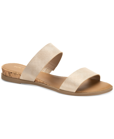 Sun + Stone Women's Easten Slide Sandals, Created For Macy's In Gold Texture