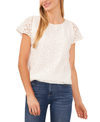 Shop Cece Women's Crewneck Flutter Sleeve Lace Top In New Ivory