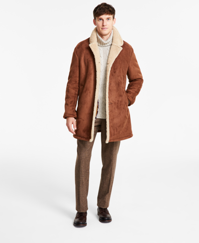 Ben Sherman Men's Shearling Classic Fit Overcoats In Dark Camel