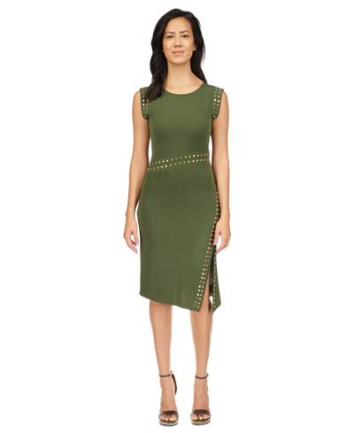 Michael Kors Michael  Women's Astor Studded Side-slit Midi Dress, Regular & Petite In Jade