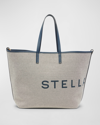 Stella Mccartney Logo Canvas Shopper Tote Bag In Ink