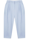 Stella Mccartney Pleated Cropped-leg Trousers In Blue