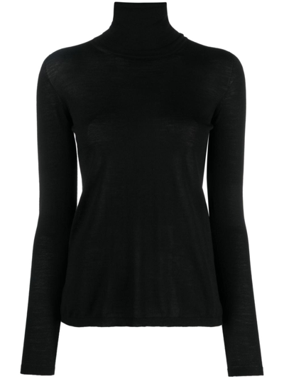 Max Mara Wool Turtleneck Sweater In Black  