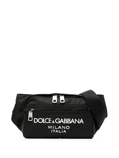 Dolce & Gabbana Fabbric Logo Belt Bag In Black  