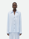 Bottega Veneta Light Blue Twill Viscose Shirt In Beige