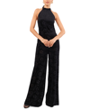 1.state Women's Mock-neck Halter Jacquard Jumpsuit In Rich Black