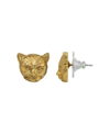2028 GOLD-TONE CAT STUD EARRINGS