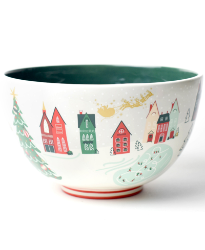 Coton Colors Christmas In The Village Scene 9" Footed Bowl In Multi