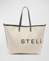Stella Mccartney Logo Canvas Shopper Tote Bag In Ecru