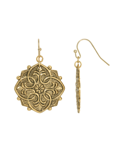 2028 Gold-tone Textured Drop Earrings In Yellow