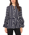 VINCE CAMUTO PLUS SIZE STRIPED BELTED BLOUSE