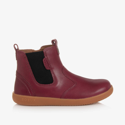 Bobux Kids' Girls Burgundy Red Leather Chelsea Boots