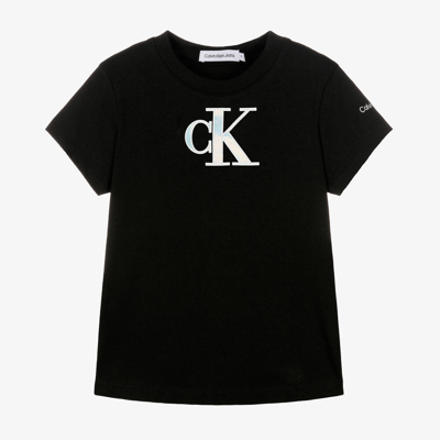 Calvin Klein Kids' Girls Black Cotton T-shirt