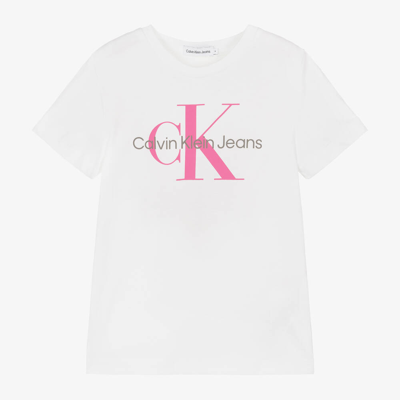 Calvin Klein Kids' Girls White Cotton T-shirt