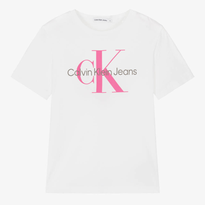 Calvin Klein Teen Girls White Cotton T-shirt