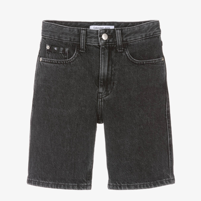 Calvin Klein Teen Boys Washed Black Denim Shorts