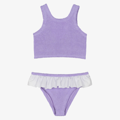 Hunza G Kids' Girls Lilac Purple Crinkle Frill Bikini