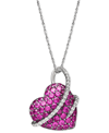 Macy's Ruby (2-1/2 Ct. T.w.) And Diamond (1/5 Ct. T.w.) Heart Pendant In Sterling Silver In Ruby