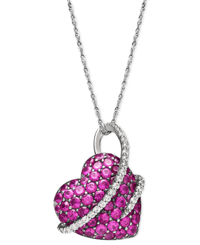 Macy's Ruby (2-1/2 Ct. T.w.) And Diamond (1/5 Ct. T.w.) Heart Pendant In Sterling Silver