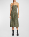 Isabel Marant Pleated Elizabeth Dress In Blackyellow