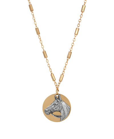 2028 Two-tone Horse Pendant Necklace In Multi