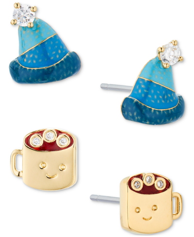 Ava Nadri 18k Gold-plated 2-pc. Set Pave Hat & Hot Cocoa Stud Earrings