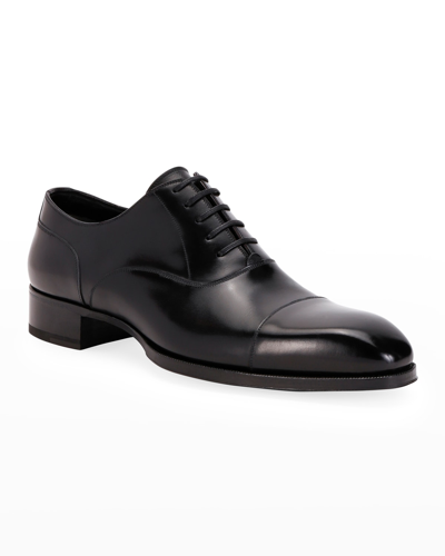 Tom Ford Elkan Leather Oxford Shoes In Black